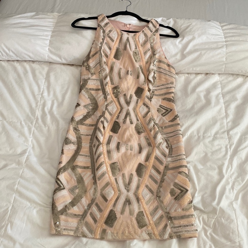 Multi colored sequence cocktail dress